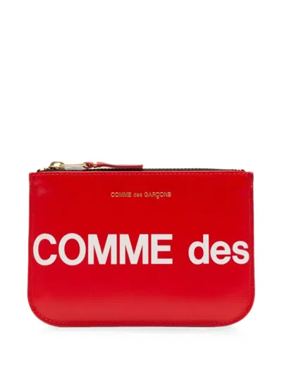 Comme Des Garçons Logo-print Leather Wallet In Red
