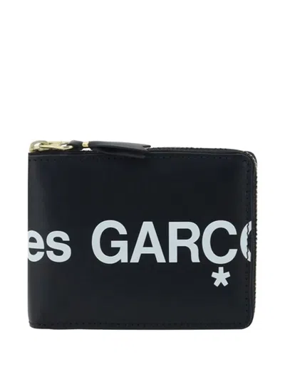 Comme Des Garçons Logo-print Zip-around Wallet In Black