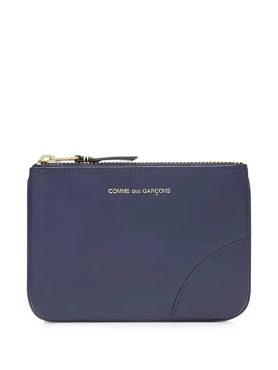 Comme Des Garçons Logo-print Zip-top Pouch In Blue