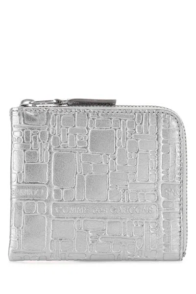 Comme Des Garçons Logotype Card Holder In Silver