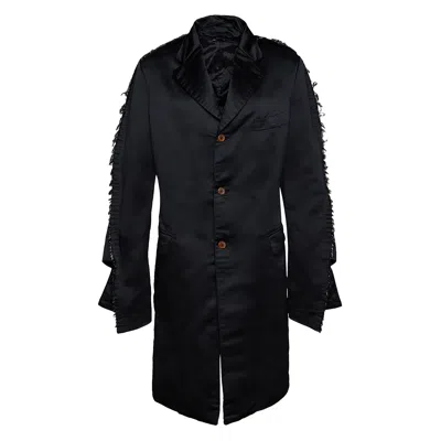 Comme Des Garçons Long 3 Button Satin Polyster Jacket In Black