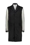 Comme Des Garçons Longline Sheer Sleeves Coat In Black