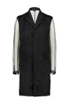 Comme Des Garçons Longline Sheer Sleeves Coat In Black
