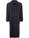 Comme Des Garçons Long Double Breasted Coat With Notched Lapels In Gray