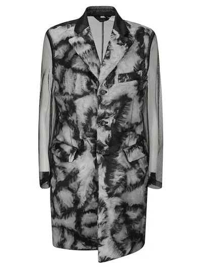 Comme Des Garçons Long Multilayered Jacket In Gray