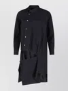 Comme Des Garçons Long Sleeve Asymmetric Hem Collared Top In Blue