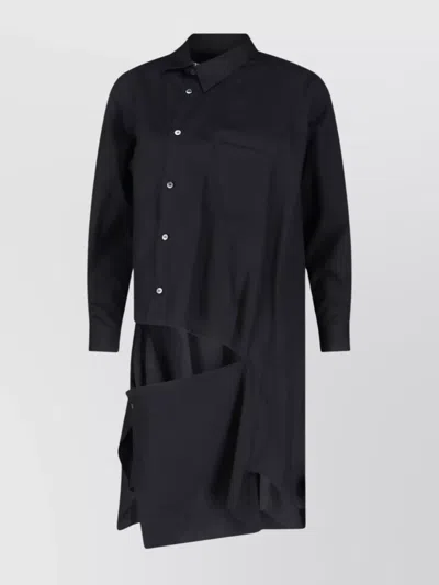 COMME DES GARÇONS LONG SLEEVE ASYMMETRIC HEM COLLARED TOP