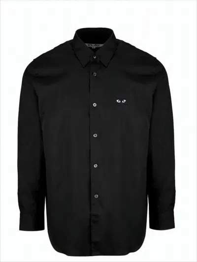 COMME DES GARÇONS LONG-SLEEVE BLACK SHIRT WITH CLASSIC COLLAR