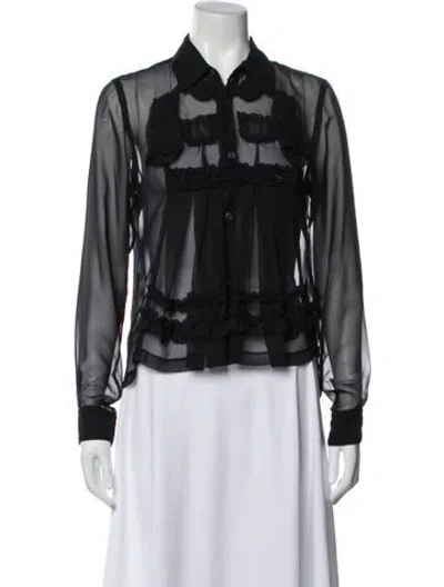 Pre-owned Comme Des Garçons Long Sleeve Blouse In Blue