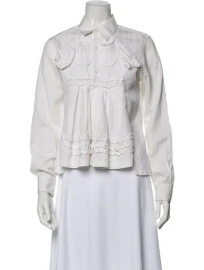 Pre-owned Comme Des Garçons Long Sleeve Blouse In White