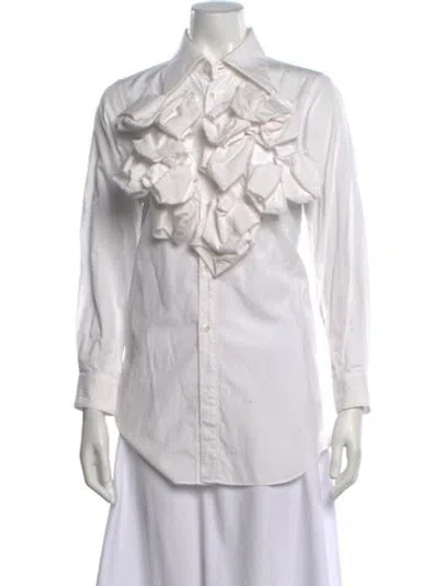 Pre-owned Comme Des Garçons Long Sleeve Blouse In White