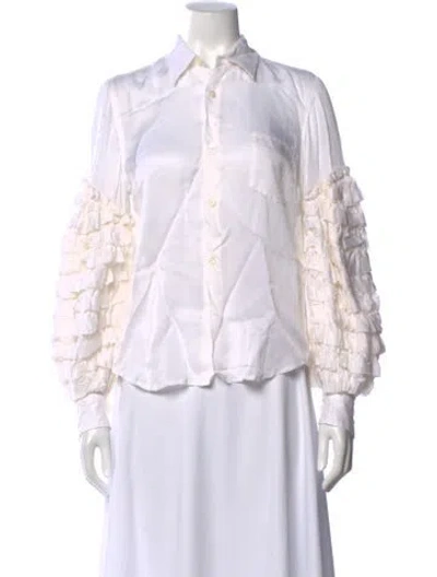 Pre-owned Comme Des Garçons Long Sleeve Blouse In White