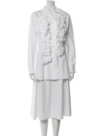 Pre-owned Comme Des Garçons Long Sleeve Blouse In White