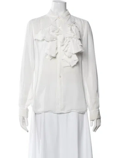 Pre-owned Comme Des Garçons Long Sleeve Blouse In White