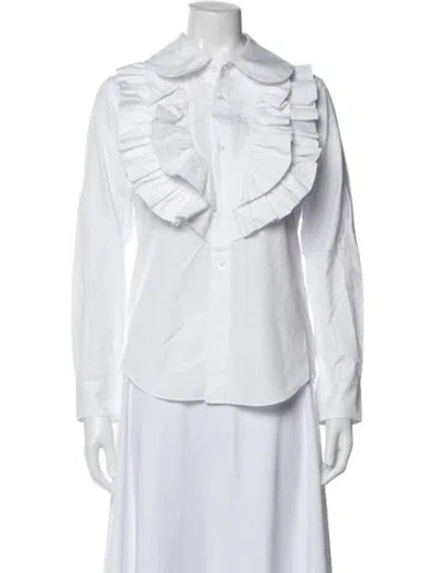 Pre-owned Comme Des Garçons Long Sleeve Blouse In White