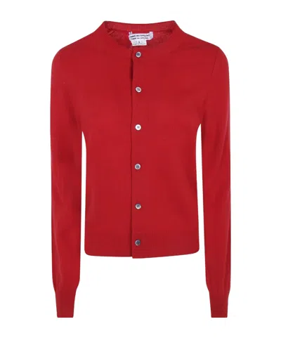 Comme Des Garçons Long Sleeve Buttoned Cardigan In Red
