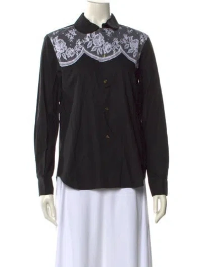 Pre-owned Comme Des Garçons Long Sleeve Button-up Top In Black