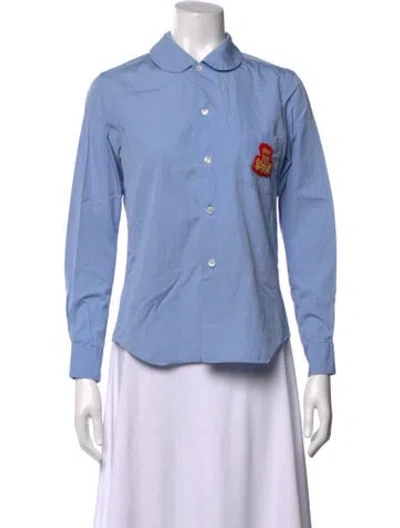 Pre-owned Comme Des Garçons Long Sleeve Button-up Top In Blue