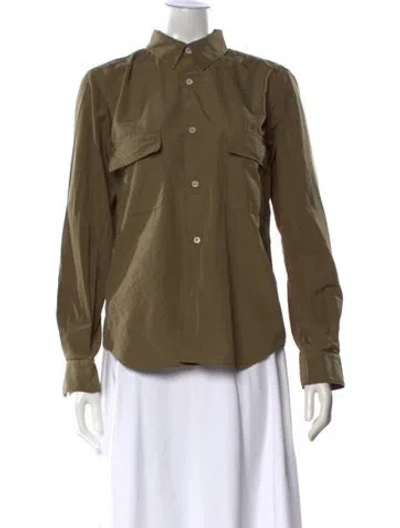 Pre-owned Comme Des Garçons Long Sleeve Button-up Top In Green