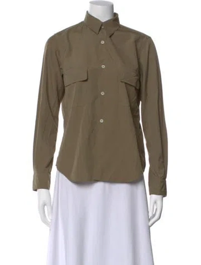 Pre-owned Comme Des Garçons Long Sleeve Button-up Top In Green