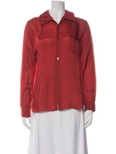 Pre-owned Comme Des Garçons Long Sleeve Button-up Top In Orange