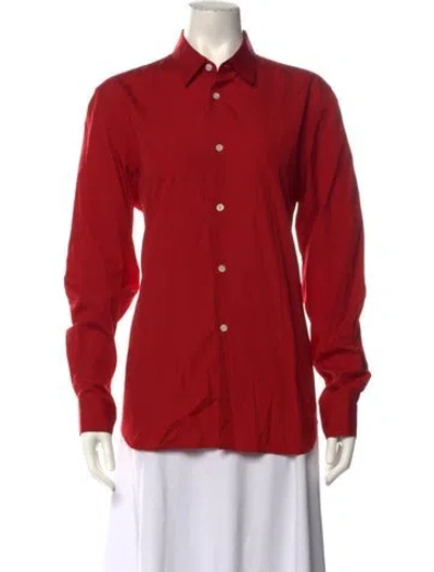 Pre-owned Comme Des Garçons Long Sleeve Button-up Top In Red