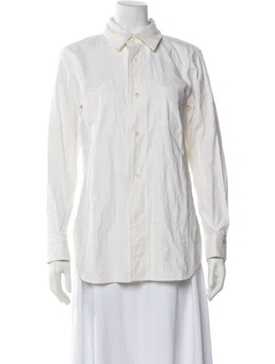 Pre-owned Comme Des Garçons Long Sleeve Button-up Top In White