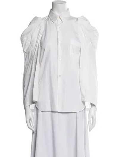 Pre-owned Comme Des Garçons Long Sleeve Button-up Top In White