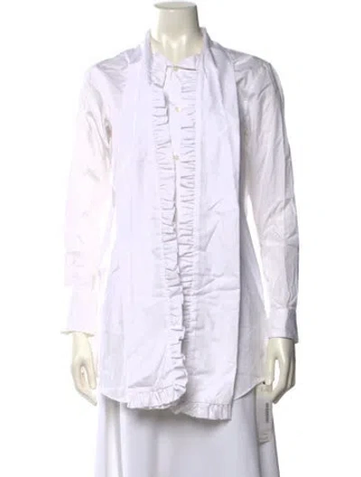 Pre-owned Comme Des Garçons Long Sleeve Button-up Top In White