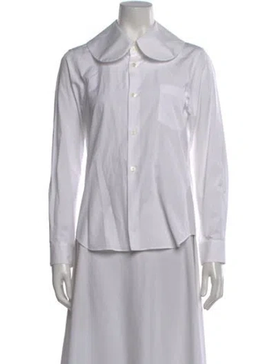Pre-owned Comme Des Garçons Long Sleeve Button-up Top In White