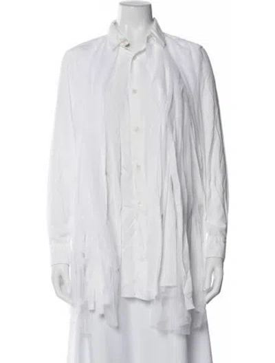 Pre-owned Comme Des Garçons Long Sleeve Button-up Top In White