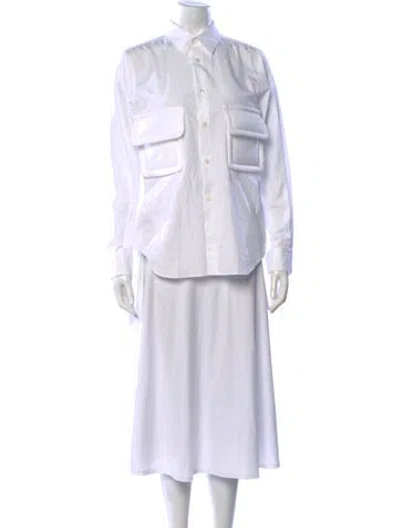 Pre-owned Comme Des Garçons Long Sleeve Button-up Top In White