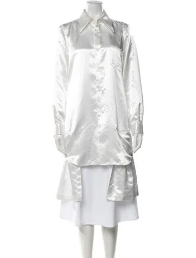 Pre-owned Comme Des Garçons Long Sleeve Button-up Top In White