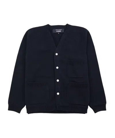 Comme Des Garçons Long Sleeve Cardigan In Blue