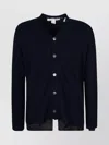 Comme Des Garçons Long Sleeve Cardigan With Ribbed Cuffs And Hem In Blue