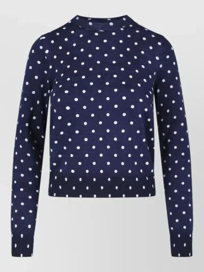 Comme Des Garçons Navy Polka Dot Cropped Ribbed Sweater In Blue