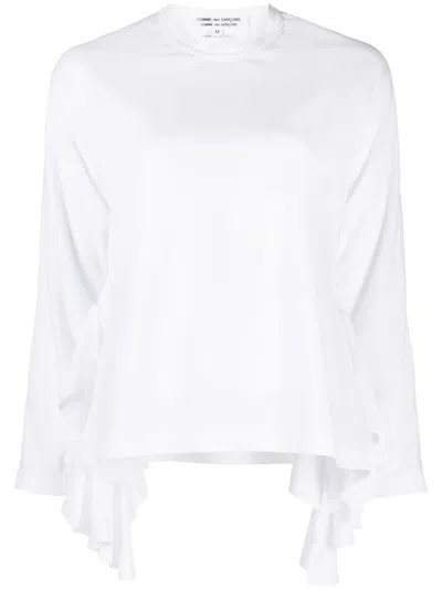 Comme Des Garçons Long-sleeve Draped Top In White
