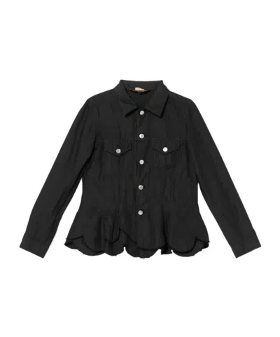 Comme Des Garçons Polyester Twill Garment Dyed Jacket In Black