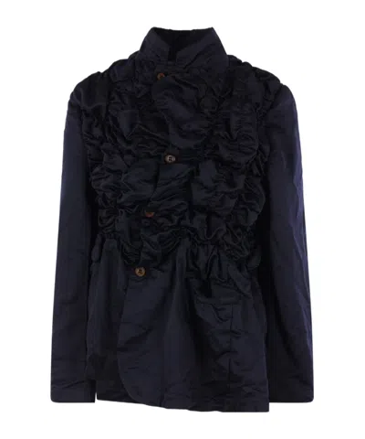 Comme Des Garçons Ruffled-detail Jacket In Blue
