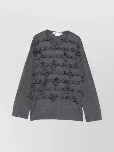 COMME DES GARÇONS LONG SLEEVE RIBBED TOP WITH KNOT DETAIL