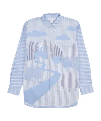 Comme Des Garçons Long Sleeve Shirt In Blue