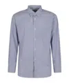 Comme Des Garçons Striped Cotton Shirt In Blue