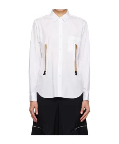 Comme Des Garçons Long Sleeve Slit Shirt In White