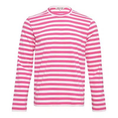 Comme Des Garçons Long Sleeve Stripe T-shirt In Pink