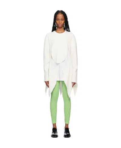 Comme Des Garçons Long-sleeved Asymmetrical Sweater In White