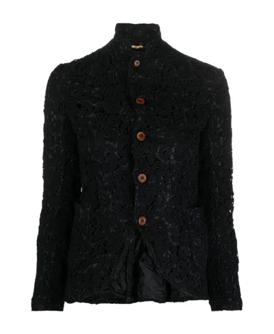 Comme Des Garçons Long-sleeved Button Casual Jacket In Black