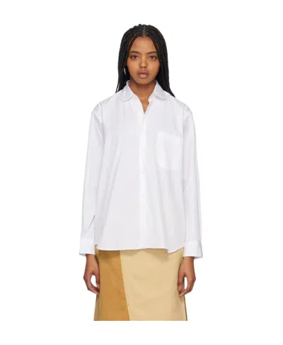 Comme Des Garçons Long-sleeved Button Shirt In White