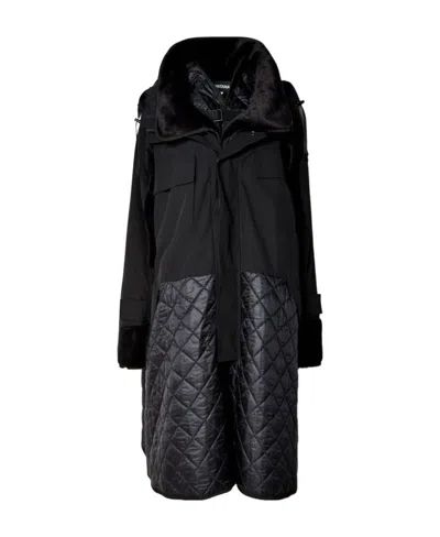 Comme Des Garçons Long-sleeved Hooded Coat In Black