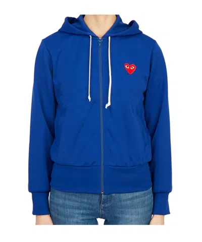 Comme Des Garçons Long-sleeved Hoodie In Blue