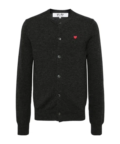 Comme Des Garçons Long-sleeved Knitted Cardigan In Black